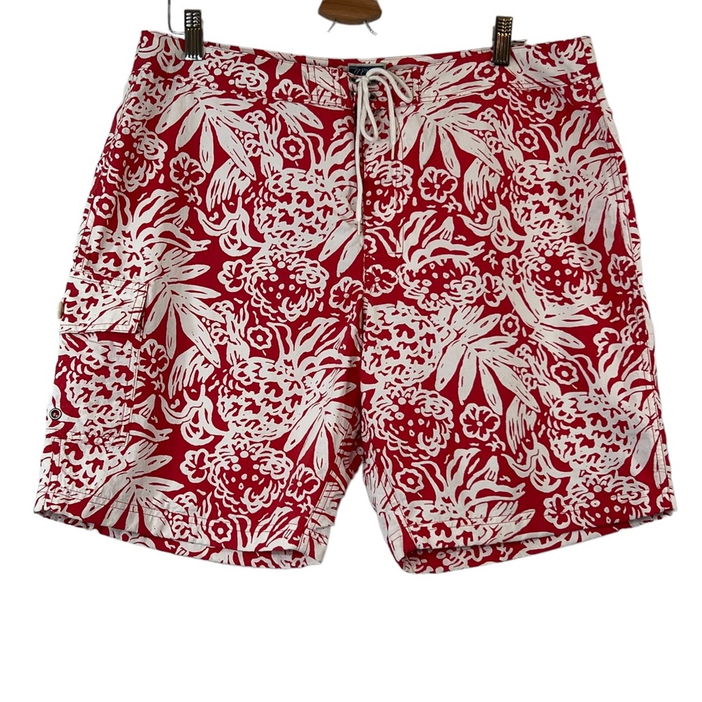 J. Crew Red Hawaiian Board Shorts 36